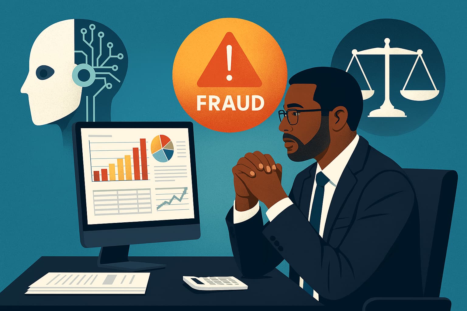 مدیران مالی در یک مدیر مالی رو در حال تحلیل دادهها با ابزارهای هوشمند نشون میده