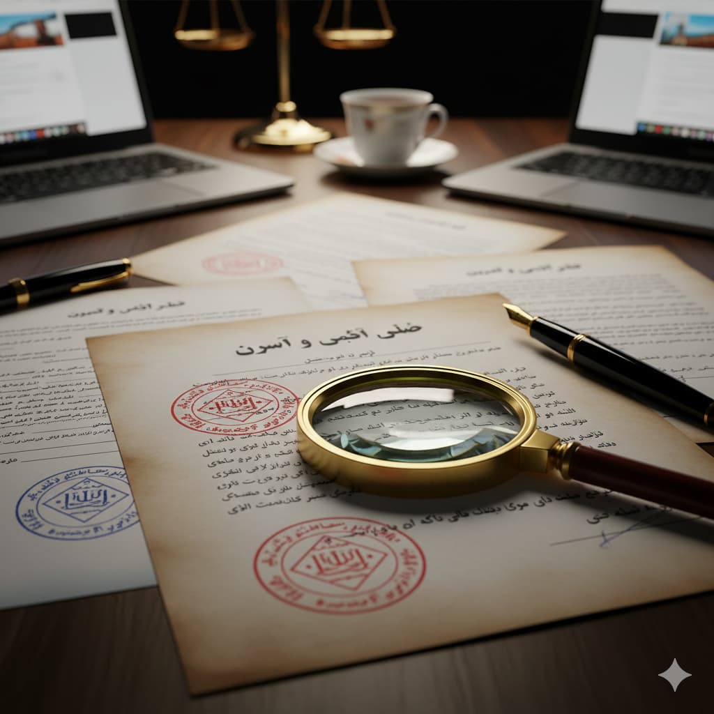 نمایی نزدیک از میز یک مشاور حقوقی که در آن اسناد ثبت شرکت، اساسنامه، و صورتجلسه تغییرات با مُهر رسمی روی هم قرار گرفته‌اند و بر اهمیت تغییرات اساسنامه و هیأت‌مدیره تأکید می‌کند.