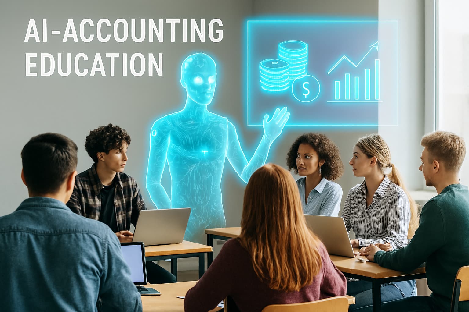 دانشجویان در حال بحث و تبادل نظر در مورد کاربرد هوش مصنوعی در تحلیل داده‌های مالی